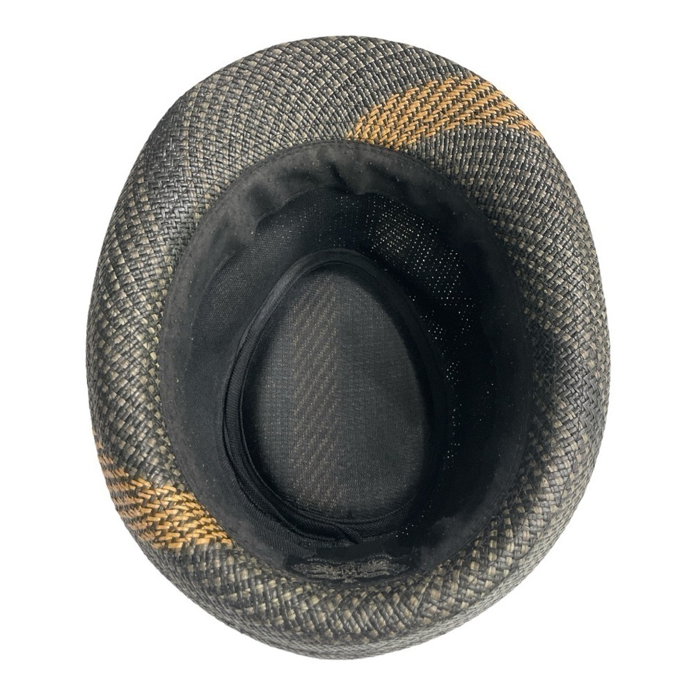 Angela & William Men's Hat L/XL Black & Tan 100% Paper Straw - Picture 8 of 13